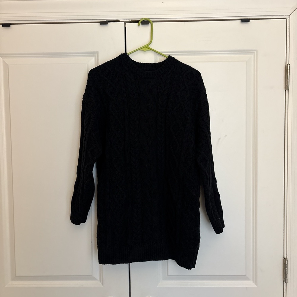 Black Cable Knit Sweater Dress